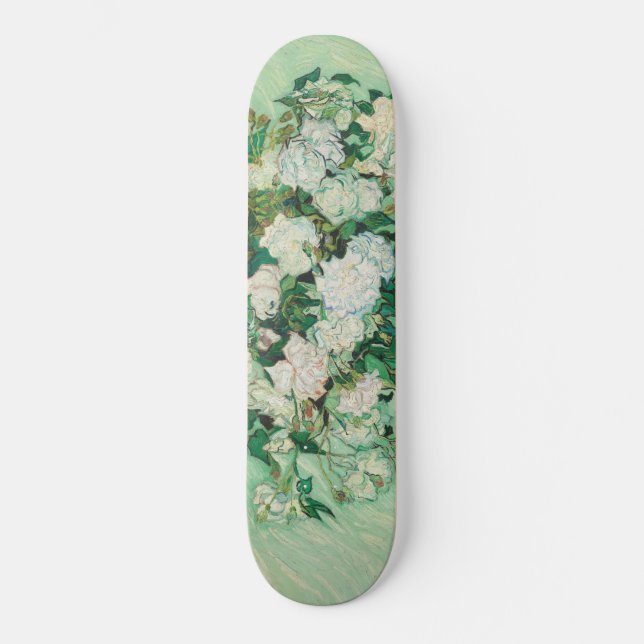 Vincent van Gogh Vase with Pink Roses GalleryHD Skateboard (Front)