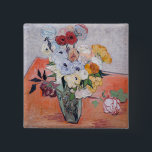 Vincent van Gogh - Vase with Roses & Anemones 15 Cm Square Badge<br><div class="desc">Still Life / Japanese Vase with Roses and Anemones - Vincent van Gogh,  1890</div>