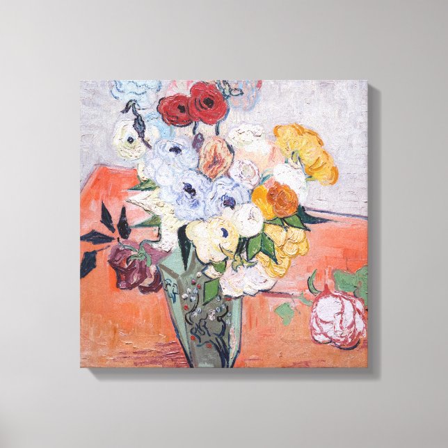 Vincent van Gogh - Vase with Roses & Anemones Canvas Print (Front)