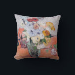 Vincent van Gogh - Vase with Roses & Anemones Cushion<br><div class="desc">Still Life / Japanese Vase with Roses and Anemones - Vincent van Gogh,  1890</div>