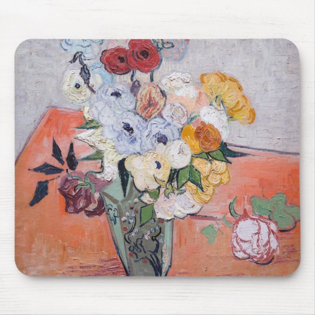 Vincent van Gogh - Vase with Roses & Anemones Mouse Mat (Front)