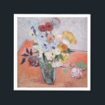 Vincent van Gogh - Vase with Roses & Anemones Napkin<br><div class="desc">Still Life / Japanese Vase with Roses and Anemones - Vincent van Gogh,  1890</div>