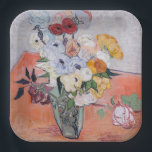 Vincent van Gogh - Vase with Roses & Anemones Paper Plate<br><div class="desc">Still Life / Japanese Vase with Roses and Anemones - Vincent van Gogh,  1890</div>