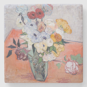 Vincent van Gogh - Vase with Roses & Anemones Stone Coaster