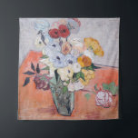 Vincent van Gogh - Vase with Roses & Anemones Tapestry<br><div class="desc">Still Life / Japanese Vase with Roses and Anemones - Vincent van Gogh,  1890</div>