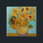 Vincent Van Gogh - Vase with Twelve Sunflowers 15 Cm Square Badge<br><div class="desc">Vase with Twelve Sunflowers / Vase avec douze tournesols - Vincent Van Gogh,  January 1889 - Sunflowers 1889 repetition of third version (F455)</div>