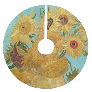 Vincent Van Gogh - Vase with Twelve Sunflowers Brushed Polyester Tree Skirt