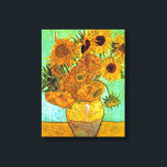 Vincent Van Gogh - Vase With Twelve Sunflowers Canvas Print<br><div class="desc">Oil on canvas from 1889 shows a vase full of bright sunflowers against a green background. Unlike similar stores, Art Lover's Cafe features classic, high resolution works of art that have been carefully restored, colour-balanced & retouched to remove spots & artefacts commonly found in most reproductions sold online. Compare the...</div>