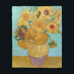 Vincent Van Gogh - Vase with Twelve Sunflowers Fleece Blanket<br><div class="desc">Vase with Twelve Sunflowers / Vase avec douze tournesols - Vincent Van Gogh,  January 1889 - Sunflowers 1889 repetition of third version (F455)</div>