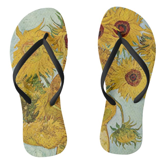Vincent Van Gogh - Vase with Twelve Sunflowers Flip Flops (Footbed)