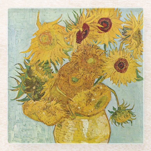 Vincent Van Gogh - Vase with Twelve Sunflowers Glass Coaster (Front)