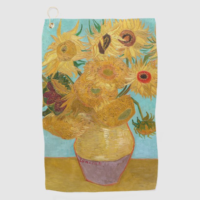Vincent Van Gogh - Vase with Twelve Sunflowers Golf Towel (Front)