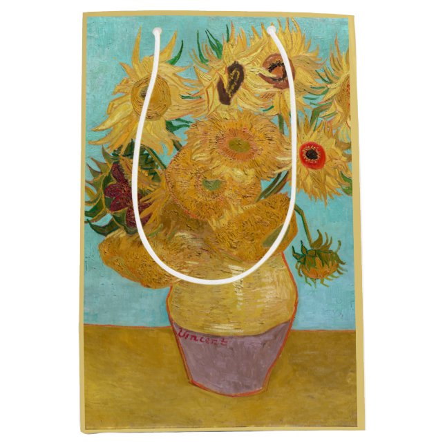 Vincent Van Gogh - Vase with Twelve Sunflowers Medium Gift Bag (Front)