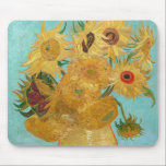Vincent Van Gogh - Vase with Twelve Sunflowers Mouse Mat<br><div class="desc">Vase with Twelve Sunflowers / Vase avec douze tournesols - Vincent Van Gogh,  January 1889 - Sunflowers 1889 repetition of third version (F455)</div>