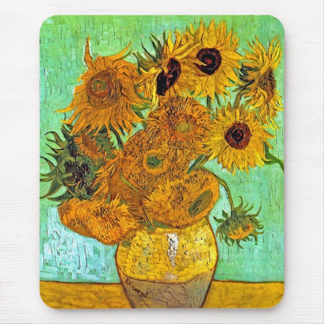 Vincent Van Gogh - Vase With Twelve Sunflowers Mouse Mat (Front)