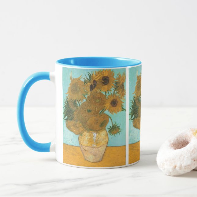 Vincent van Gogh - Vase with Twelve Sunflowers Mug (With Donut)