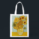 Vincent Van Gogh - Vase with Twelve Sunflowers Reusable Grocery Bag<br><div class="desc">Vase with Twelve Sunflowers / Vase avec douze tournesols - Vincent Van Gogh,  August 1888 - Sunflowers 1888 third version (F456)</div>