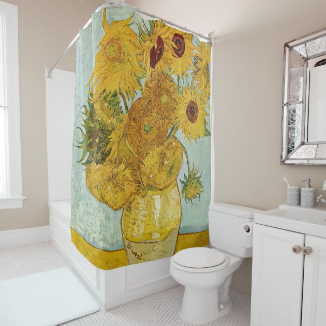 Vincent Van Gogh - Vase with Twelve Sunflowers Shower Curtain (In Situ)