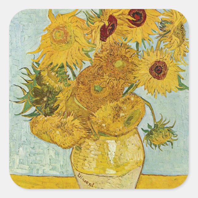Vincent Van Gogh - Vase with Twelve Sunflowers Square Sticker (Front)