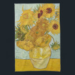 Vincent Van Gogh - Vase with Twelve Sunflowers Tea Towel<br><div class="desc">Vase with Twelve Sunflowers / Vase avec douze tournesols - Vincent Van Gogh,  August 1888 - Sunflowers 1888 third version (F456)</div>