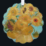 Vincent Van Gogh - Vase with Twelve Sunflowers Tree Decoration Card<br><div class="desc">Vase with Twelve Sunflowers / Vase avec douze tournesols - Vincent Van Gogh,  January 1889 - Sunflowers 1889 repetition of third version (F455)</div>