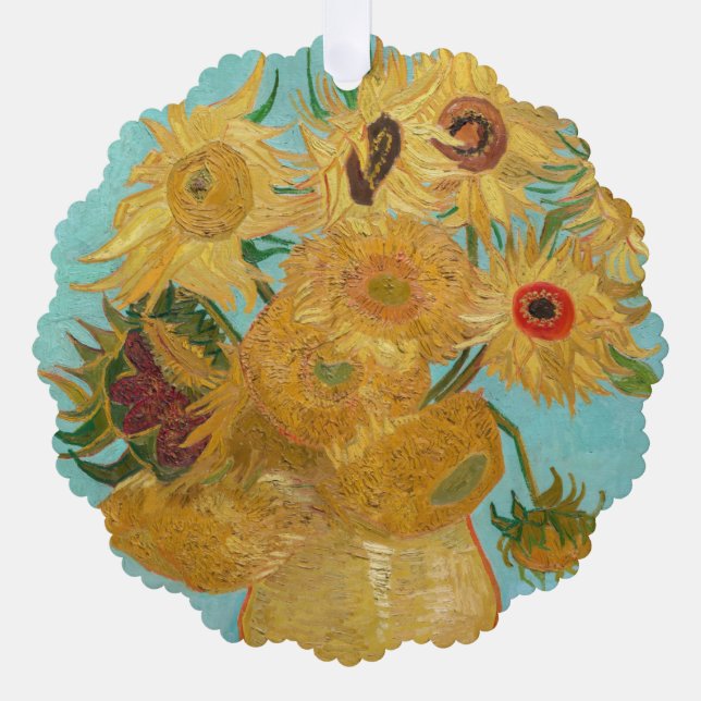 Vincent Van Gogh - Vase with Twelve Sunflowers Tree Decoration Card (Front)