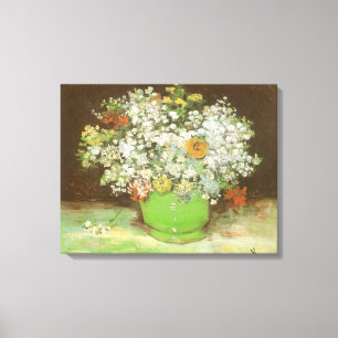 Vincent van Gogh - Vase with Zinnias and Flowers Canvas Print