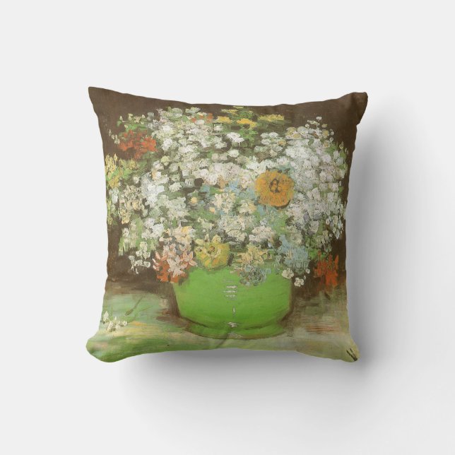Vincent van Gogh - Vase with Zinnias and Flowers Cushion (Front)