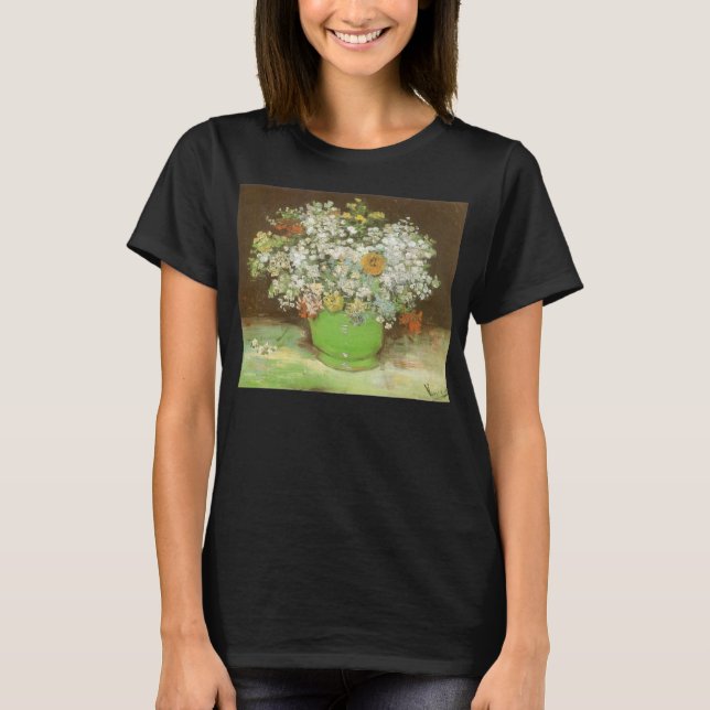 Vincent van Gogh - Vase with Zinnias and Flowers T-Shirt (Front)