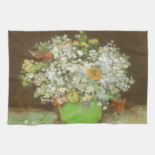 Vincent van Gogh - Vase with Zinnias and Flowers Tea Towel