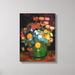 Vincent Van Gogh - Vase With Zinnias Fine Art Canvas Print