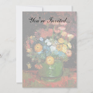 Vincent Van Gogh - Vase With Zinnias Fine Art Invitation