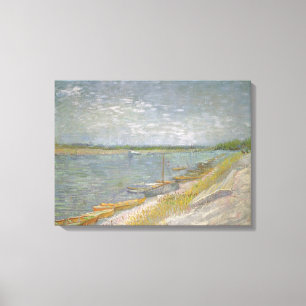 Vincent van Gogh - View of a River w Rowing Boats Canvas Print