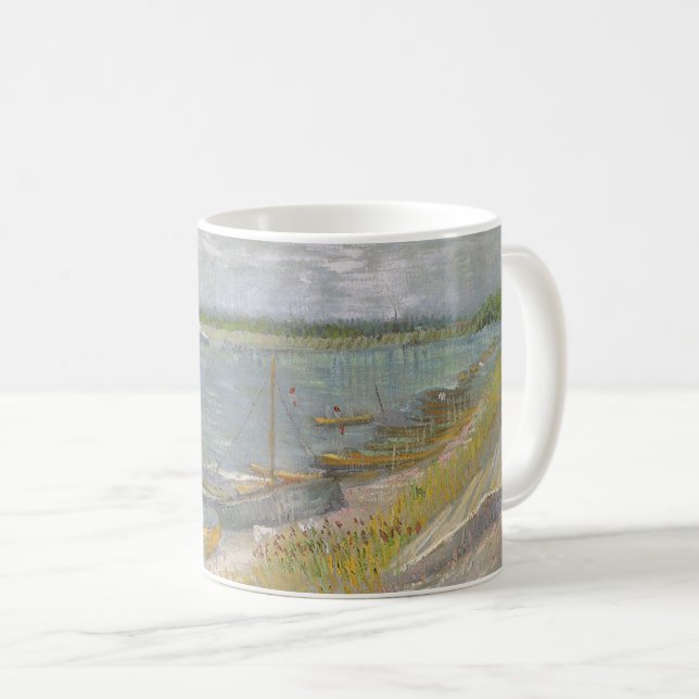 Vincent van Gogh - View of a River w Rowing Boats Coffee Mug (Front Right)