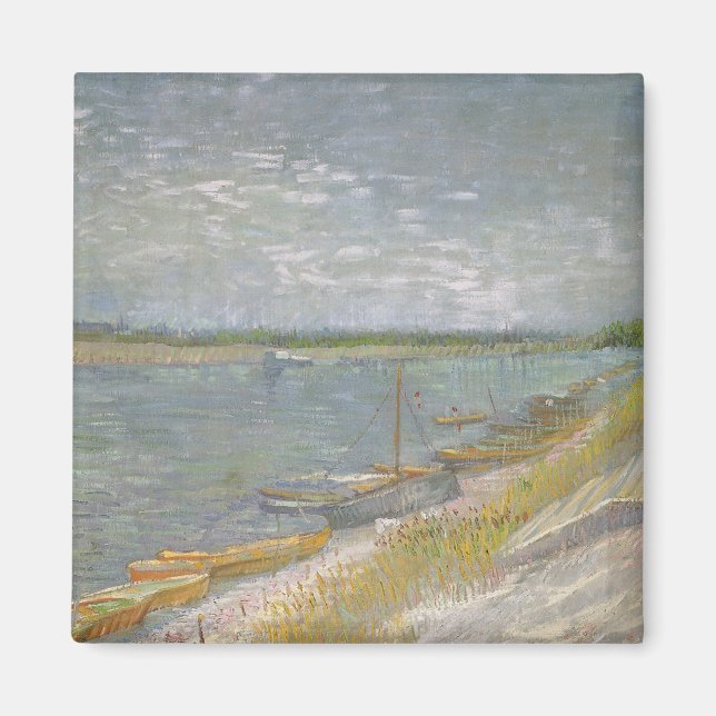 Vincent van Gogh - View of a River w Rowing Boats Magnet (Front)