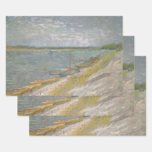 Vincent van Gogh - View of a River w Rowing Boats Wrapping Paper Sheet