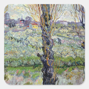 Vincent van Gogh   View of Arles, 1889 Square Sticker