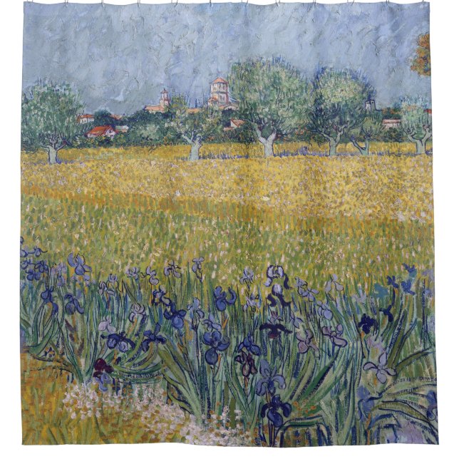 Vincent Van Gogh - View of Arles with Irises Shower Curtain (Front)