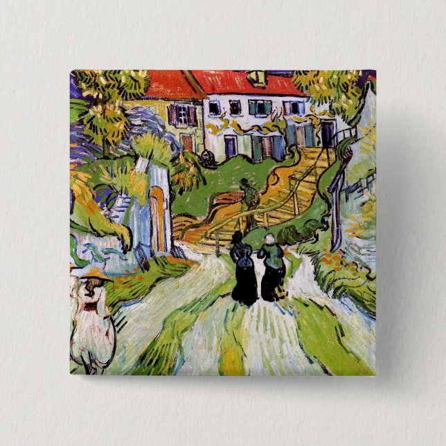 Vincent Van Gogh - Village Street And Steps 15 Cm Square Badge (Front)