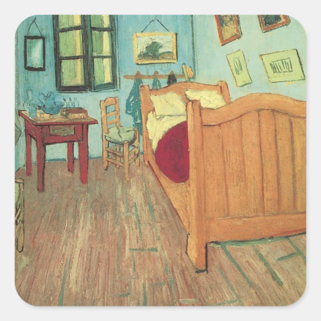 Vincent van Gogh - Vincent's Bedroom in Arles Square Sticker (Front)