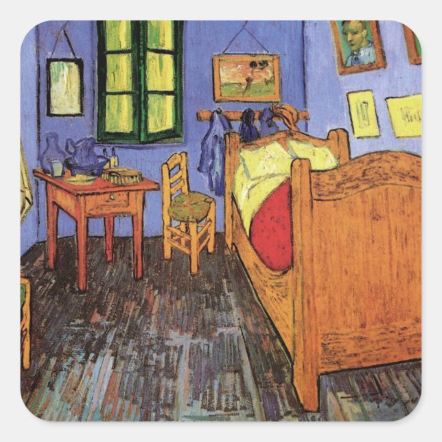 Vincent van Gogh - Vincent's Bedroom in Arles Square Sticker (Front)