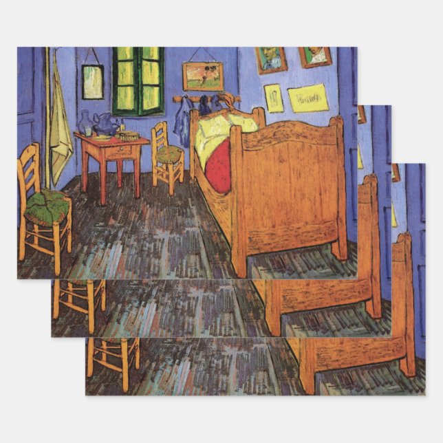 Vincent van Gogh - Vincent's Bedroom in Arles Wrapping Paper Sheet (Set)