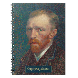 Vincent Van Gogh Vintage Art Custom Gold Monogram Notebook