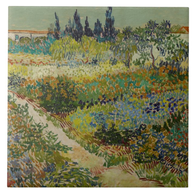 Vincent Van Gogh Vintage Garden at Arles Tile (Front)