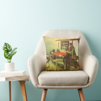 Vincent van Gogh Weaver Facing Left Spinning Wheel Cushion