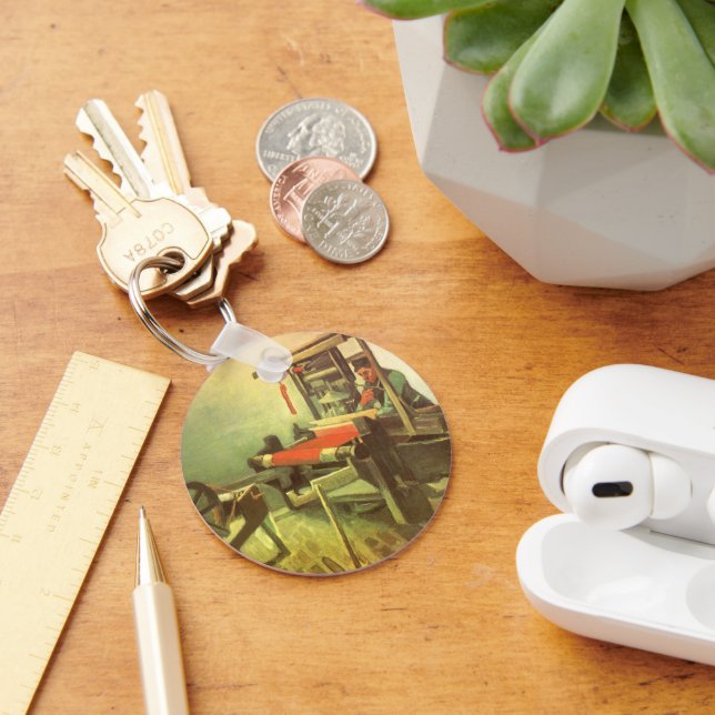 Vincent van Gogh Weaver Facing Left Spinning Wheel Key Ring (Desk)