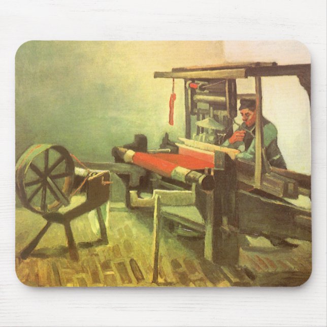 Vincent van Gogh Weaver Facing Left Spinning Wheel Mouse Mat (Front)