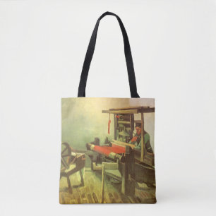 Vincent van Gogh Weaver Facing Left Spinning Wheel Tote Bag