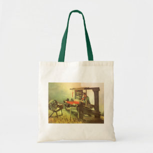 Vincent van Gogh Weaver Facing Left Spinning Wheel Tote Bag