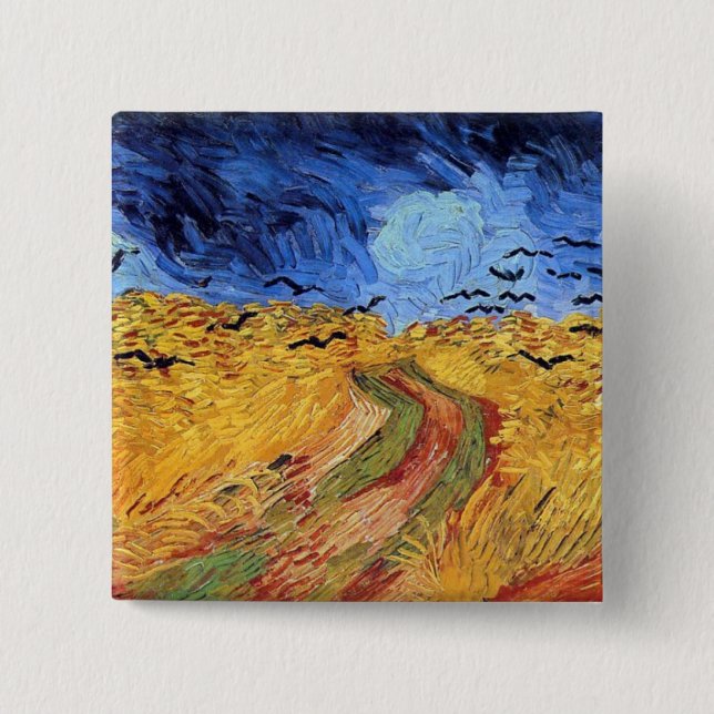 Vincent Van Gogh - Wheat Field with Black Crows 15 Cm Square Badge (Front)